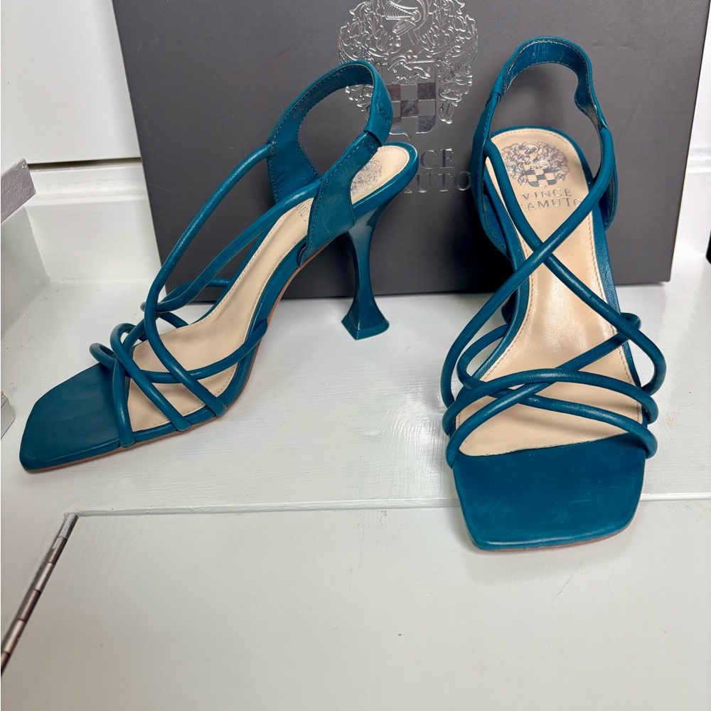 Teal Strappy Heeled Sandals